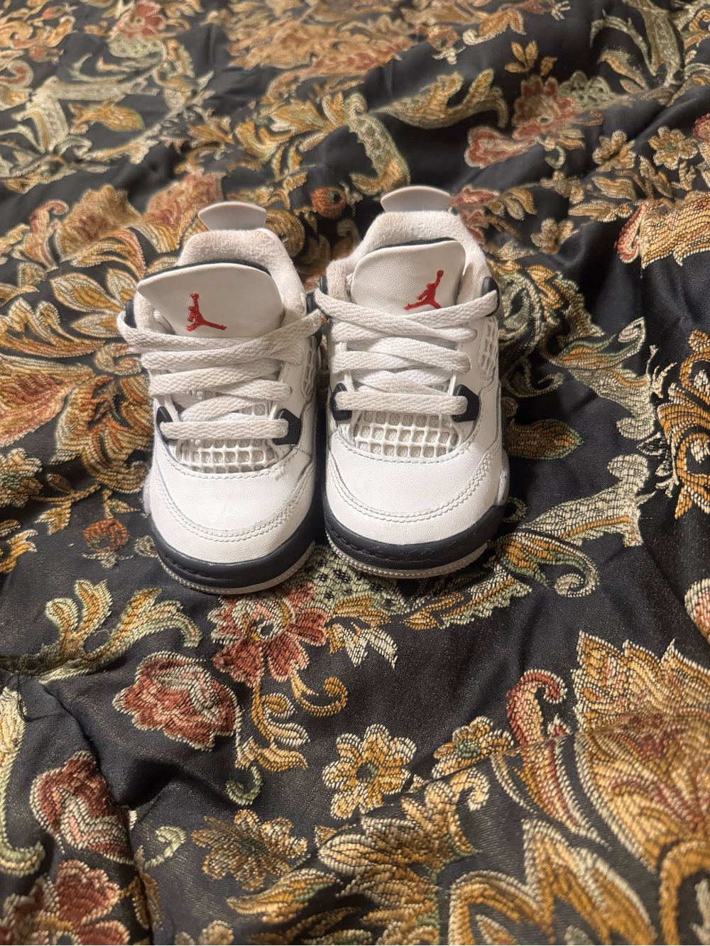 Jordan Kids White Black Sneakers with Red Jumpman